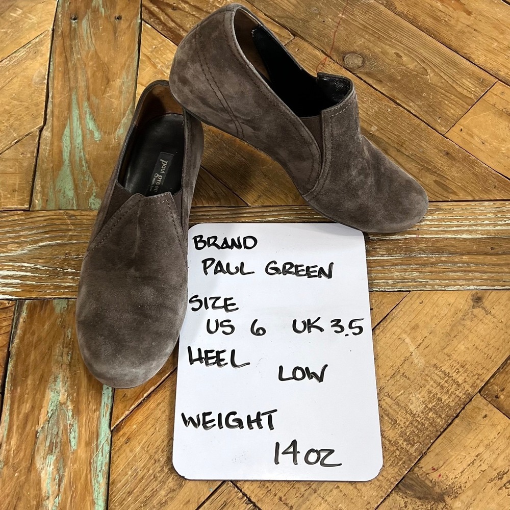 Paul Green München Suede Leather Wedge Heel Slip‎ On Ankle Booties Size 6 - Picture 8 of 10